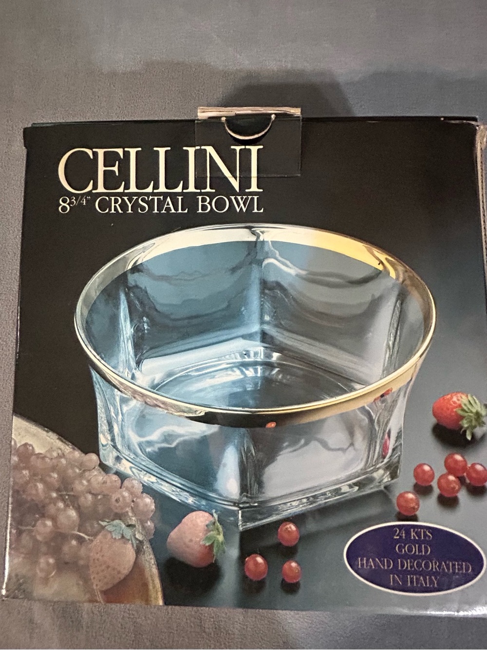 Cellini Crystal Serving Bowl with 24kt Gold Rim - Clear/Gold